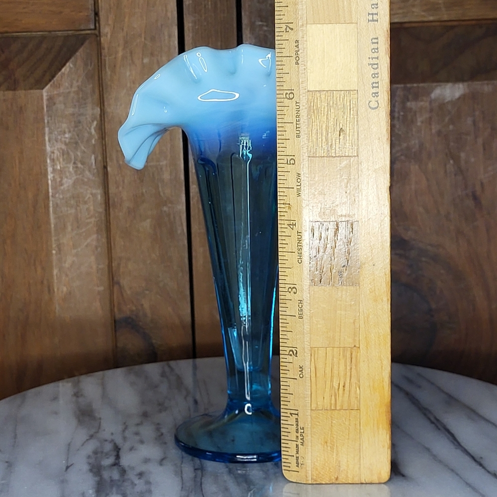 Antique Blue Glass Vase - Picture 6 of 14